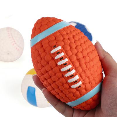 China Natural Rubber Dog Toy Chew Teeth Rugby Ball Stuffed Volleyball Ball Stuffed Clean Toys Eco Friendly Sustainable Eco Friendly Soft for sale