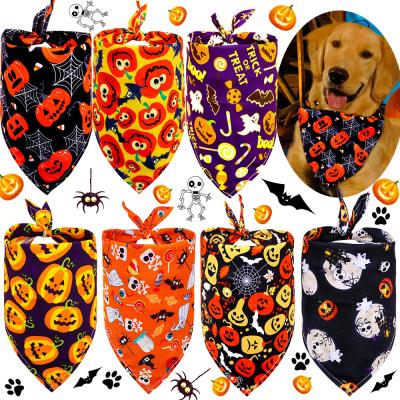 China Personalized Halloween Dog Bandana Cotton Scarf Bib Pet Grooming Accessories Collar For Small Medium Large Dog Fashion Design Supplies for sale