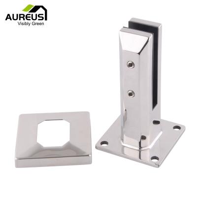 China Friction Fit Mirror Polished Stainless Steel Flanged Deck Mounted Glass Clip For Glass Railings for sale