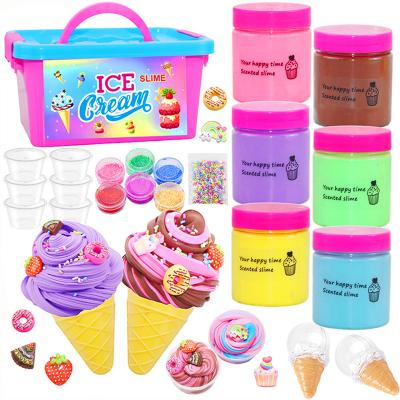 China Eco-friendly non-toxic wholesale new diy toy cloud playdough/ice cream fluffy mud set making diy mud kit toy cloud playdough/fluffy mud set for sale