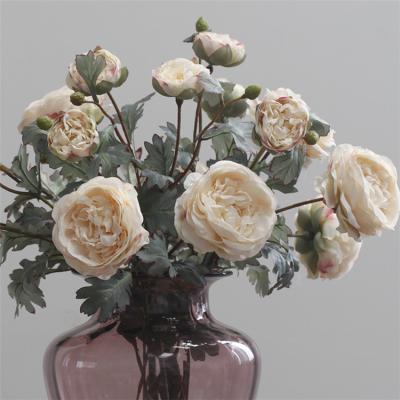 China Artificial Silk Bouquet of 2 Heads Peony Peonies Bouquet Artificial Flowers for Wedding Decoration for sale