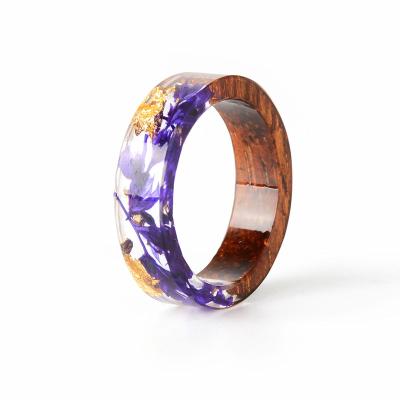 China FASHIONABLE 20201 New Gifts DIY Handmade Jewelry Plants Dried Flowers Resin Wood Ring for sale