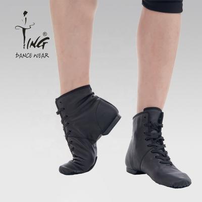 China Adult Soft PU Leather Mens Jazz Dancing Shoes Jazz Boots Black 50 Pairs Any Left Cotton Fabric Customization Ready To Ship CN; JIA for sale