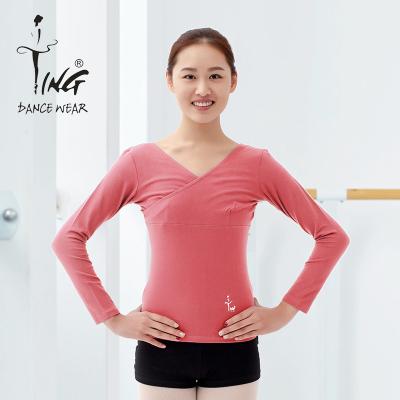 China V-Neck Comfortable Cotton Dancer Tights Dance Ballet Slim Short Sleeve T-Shirt for sale