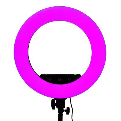 China professional 18in Dimmable LED RGB Circle Ring Light with colorful light for sale