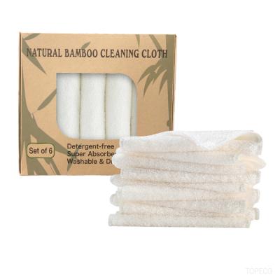 China Sustainable Environmental Reusable Topeco Fiber Cloth Dish White Bamboo Washing Cloth 100% Bamboo Fiber Water Absorption for sale