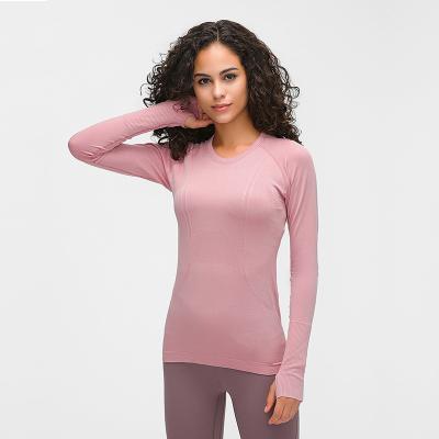 China New Slim Fit Yoga Breathable Long Sleeve Women's Long Sleeve Round Neck Sports Running T-shirt Fitness Top for sale