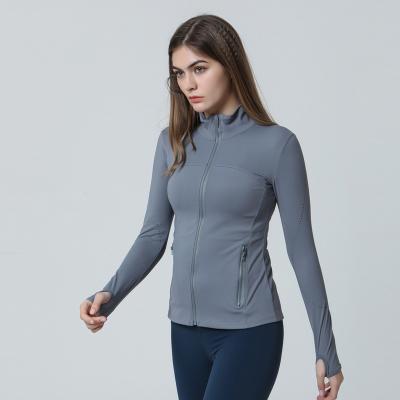 China Women's Running Fitness Sports Yoga Top Long Sleeve Tight Breathable Quick Dry Cardigan Top Zipper Jacket for sale