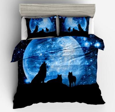 China CLASSIC Home Use 3D Cartoon Wolf Printed 3pcs Bed Sheets Microfiber Duvet Cover Luxury Bedding Sets for sale