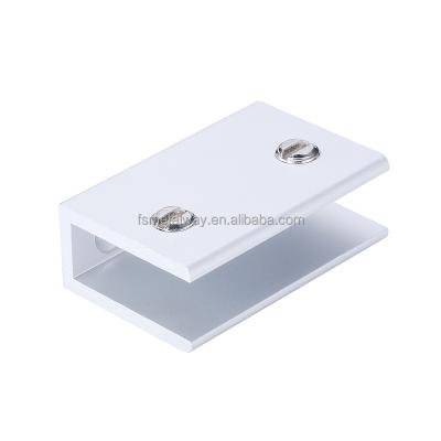 China Desk Partition Aluminum Alloy Panel Glass Shelf Clamps for sale