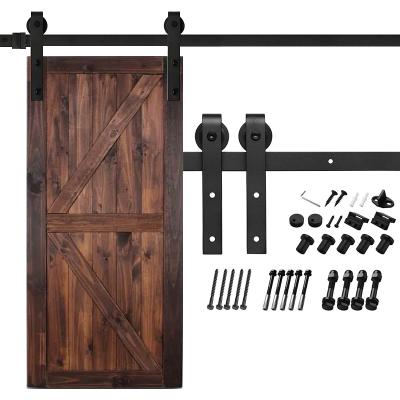 China Hot Sale Industrial Style Iron Heavy Duty Installation Barn Door Hardware Set Double Kit Sliding Barn Door Hardware for sale