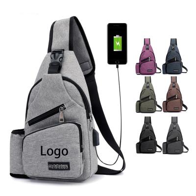 China Sturdy And Durable Cheap Custom Filling Outdoor Sport USB Fashion Sling Chest Shoulder Bag Women Toss Bag With Water Bottle Holder for sale