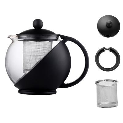 China Wholesale Chinese Unique High Temperature Resistant Teapot Half Moon Glass Coffee Borosilicate Glass Tea Sets Teapot With Infuser for sale