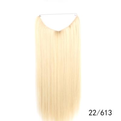 China Silky straight wave hair extension with micro bead on fish wire, best wholesale high quality halo hair extensions for sale