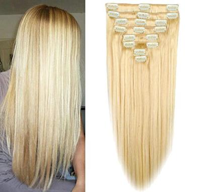 China 8Pcs Remy Real Human Hair Double Weft Thick Hair Extension Clip In Hair 100% Straight Hair for sale