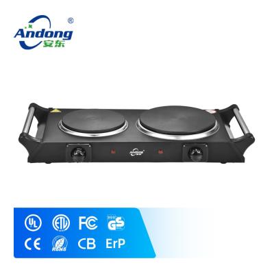 China New Andong 2 Burner Outdoor Cooking Tools Electric Cooker Black Electric Cooking Stove With Handle for sale