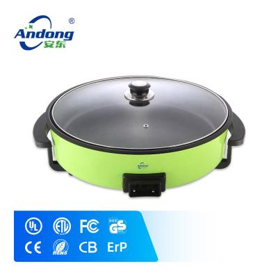 China Temperature Adjustable Round Ceramic Coating Nonstick Frying Pan With Electric Tempered Glass Lid Pizza Pan for sale