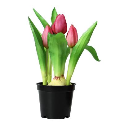 China Wedding Party Event Decoration Factory Direct Potted Artificial Tulips Flower For Home Decoration Silk Flower Arrangement for sale