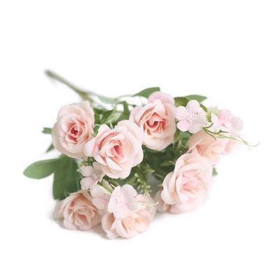 China High Simulation Wholesale Hot Selling Artificial Flowers Silk Rose Bunch For Wedding Home Decor for sale