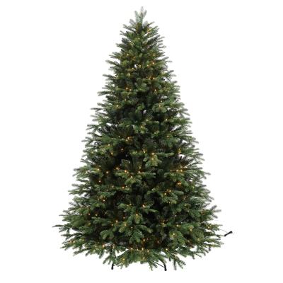 China Factory Direct Hinged Prelit Christmas Tree PE PVC Green Artificial Fir Lighted Prelit Artificial Christmas Tree With LED Lights For Sale for sale