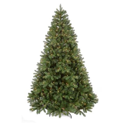 China Prelit Premium Artifical Hinged Christmas Tree PE PVC Green Fir Lighted Prelit LED Artificial Christmas Tree for sale