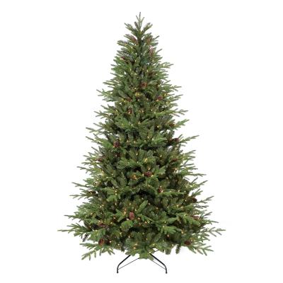 China Prelit Articulated LED Lighted Artificial Christmas Tree Green PE PVC Spruce Christmas Tree with Real Pine Cones for sale