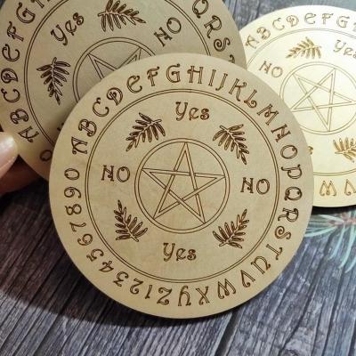 China Europe Carved Pendulum Dish Crystal Grid Cup Mat Energy Wooden Panel Divination Dish Meditation Healing Ornaments Table Decoration for sale