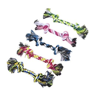 China Dog Bite Dog Toy Colorful Cotton Double Knot Durable Durable Dog Chew for sale