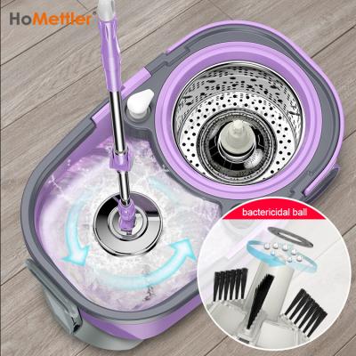 China Hand Free Spin 360 Bucket Mop Easy Detachable Washing Magic Microfiber Refill Stainless Twisted Pole for sale