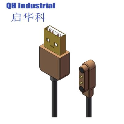 China 2Pin 4.0mm Pitch without Positioning Point 1mm 2mm 3mm 4mm Male Smart Watch Smart Device Magnetic Power USB Connector for sale