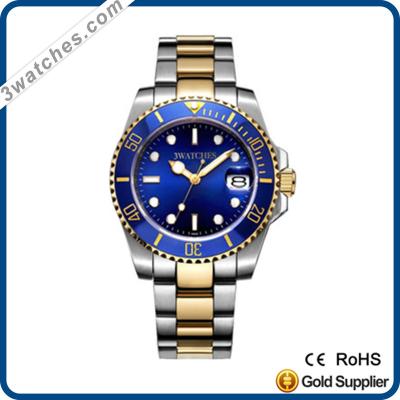 China 2017 Best Selling 316L Stainless Steel Sapphire Crystal High Quality Black Dial Glass Automatic Date Steel Band Watches Man Brand Watch for sale