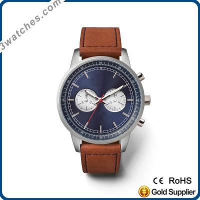 China High Quality Branded Wristwatch Alarm Chronograph 5atm Stainless Steel Waterproof Leather Strap Watches for sale