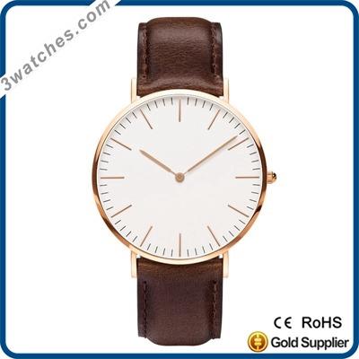 China Hot Selling Genuine Leather Alarm Stainless Steel Watch Bands Watch With Quartz Movement for sale