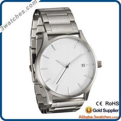 China Japanese Alarm Miyota Movement Quartz 5atm Water Resistant Watches White Dial With Stainless Steel Band for sale