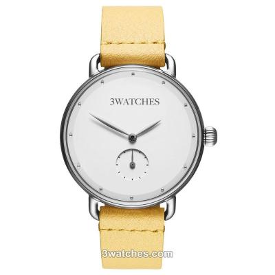 China Automatic Date Water Resistant Sterling Lady Watch Black Cool Leather Watch for sale