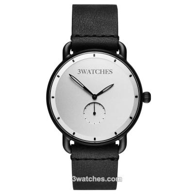 China Water Resistant Automatic Dome Glass Date Man Watch Black Leather Watch for sale