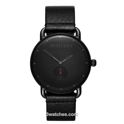 China Hardern New Designed Automatic Dome Date Glass Man Watch All Black Leather Watch for sale