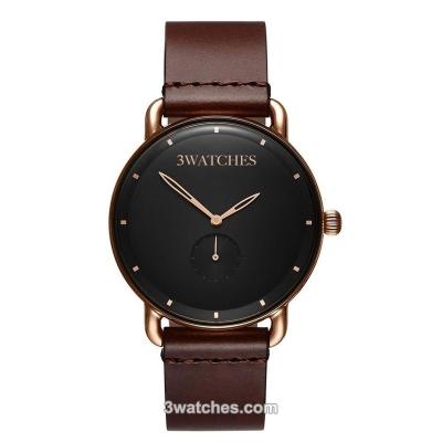 China Auto Date PVD Plating Stainless Steel Watch Branded Man Watch Leather Watch for sale