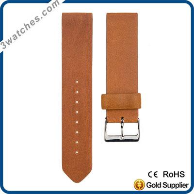 China Italian Tanned Leather Calf Buckle Watch Silver Steel Style Customized Leather Strap Casual Top Brand Guneine Flat Leater for sale