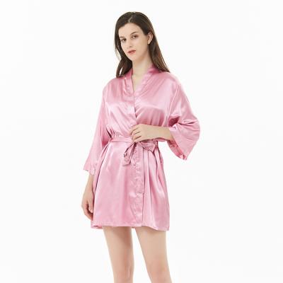 China Wholesale High Quality QUICK DRY Sleepwear Nightgown Ladies Women's Short Sleeve Pajamas Silk Satin Robe for sale