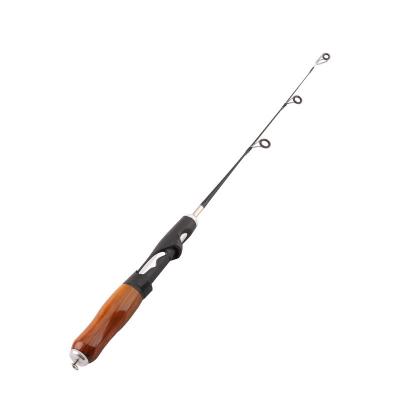 China Portable Glass Ice Fishing Rod Carbon Wooden Handle Ice Fishing Rod Cork Pole for sale