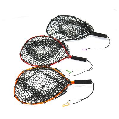 China Fish Landing Net Rubber Aluminum Fish Net With Extending Telescoping Pole Handle For Carp Clients Size for sale