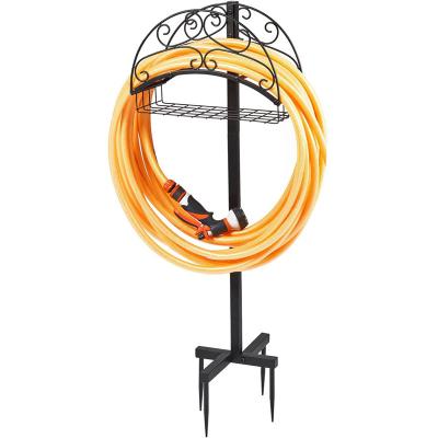 China Anti-Corrosion Water Hose Holders with Storage Basket Detachable Garden Hose Stand,Freestanding Garden Hose Holder for Outside Lawn Yard. for sale