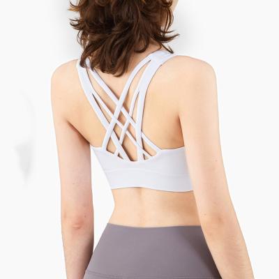 China 2021 Women's Breathable Custom Yoga Equipment Feeling High Impact Shockproof Yoga Bra Sports Ladies Running Ladies Tops Wire Free Elastic Bra for sale