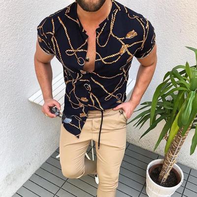 China 2021 Summer New Style Men's Retro Anti-pilling Printing Blouse With Short Sleeves Plus Size Men's T-shirts Summer for sale