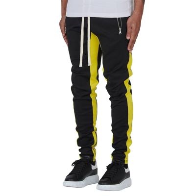 China Custom Brand Anti-Wrinkle Pants Sportswear Mens Gym Zipper Tourse Joggers High Quality Drawstring Striped Pants Mens Sweatpants for sale