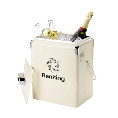 China 13/17 Liter Outdoor Portable Ice Chest Beverage Beer Box Metal Ice Cooler for sale