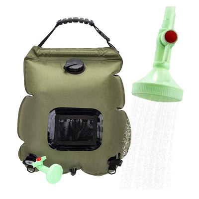 China Portable Outdoor 20L Portable Camping PVC Solar Shower Bag with Hose and Shower Head for sale