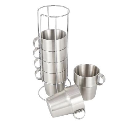 China Portable Stainless Steel 4pcs/6pcs Mug Travel Coffee Wine Water Beer Mug Outdoor Camping Set for sale