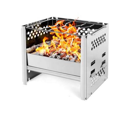 China Amazon hot sale stainless steel cheap portable folding wood stove for camping hiking and backpacking for sale